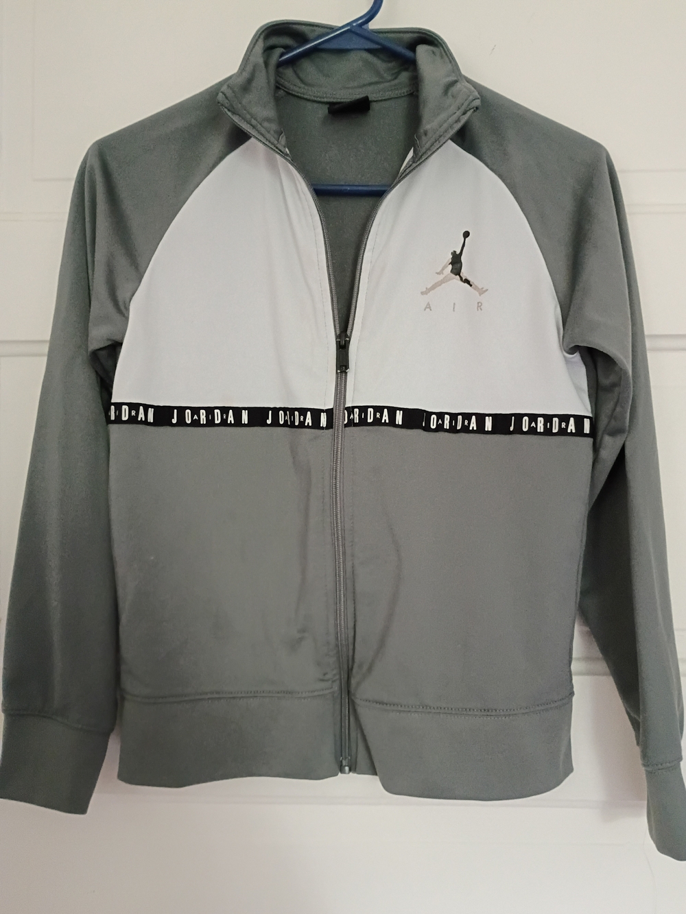 Jordan Gray and White Lightweight Track Jacket with Logo
